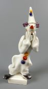 Kleiner Porzellan Clown, Meissen, ohne Schleifstrich, H. ca. 9 cm