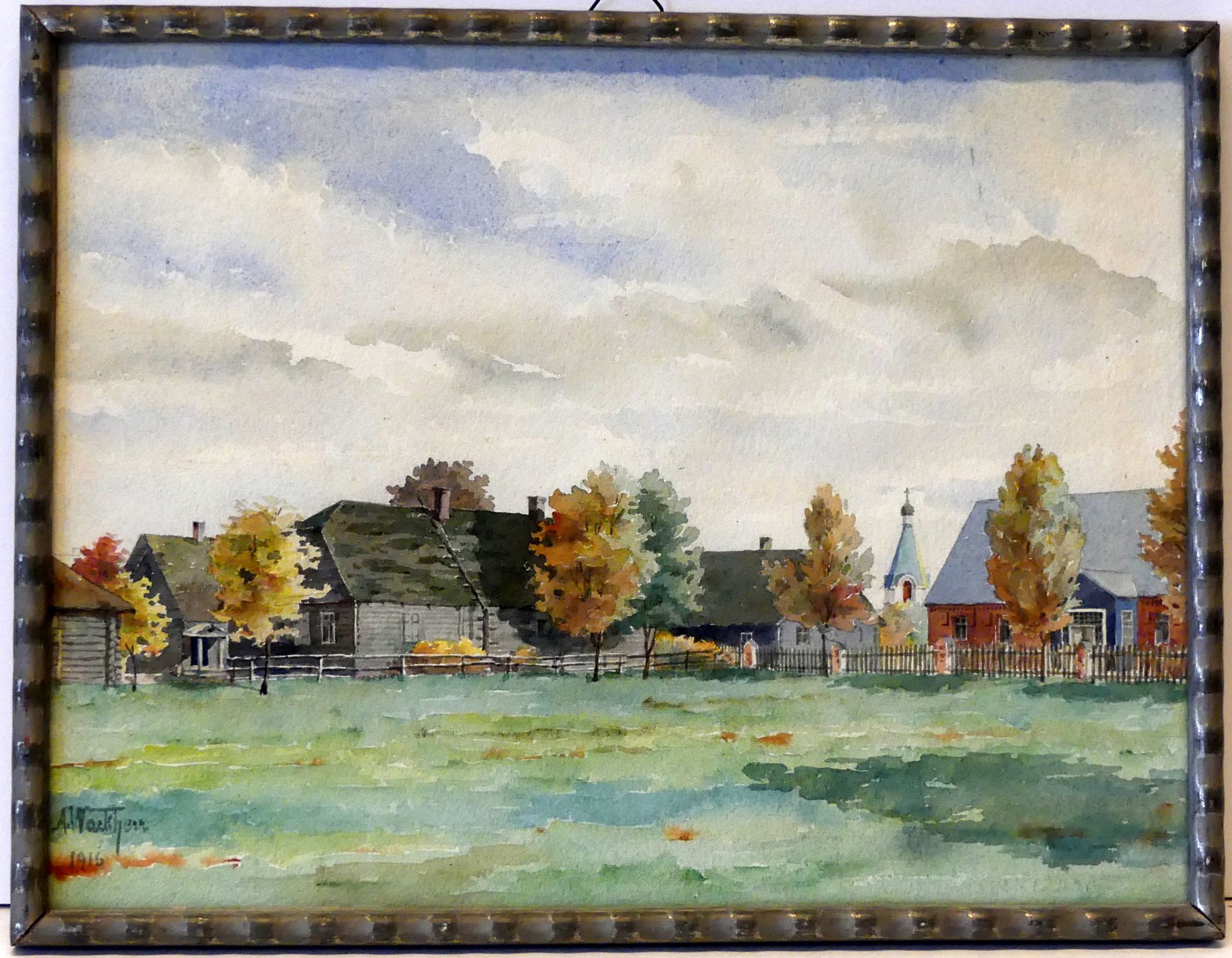 "Dorfansicht", Aquarell, u.li.sig., A. Wackhorn?, dat. 1916, ca. 29 x 22 cm