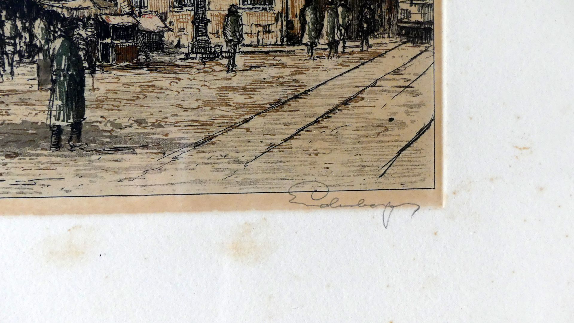 "Marktplatz von Düsseldorf", Farbstich, u.re.unles.sig., - Bild 2 aus 3