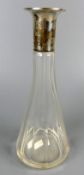 Glas Vase mit Silberhals, 925er Halbmond/Krone, H ca. 20 cm