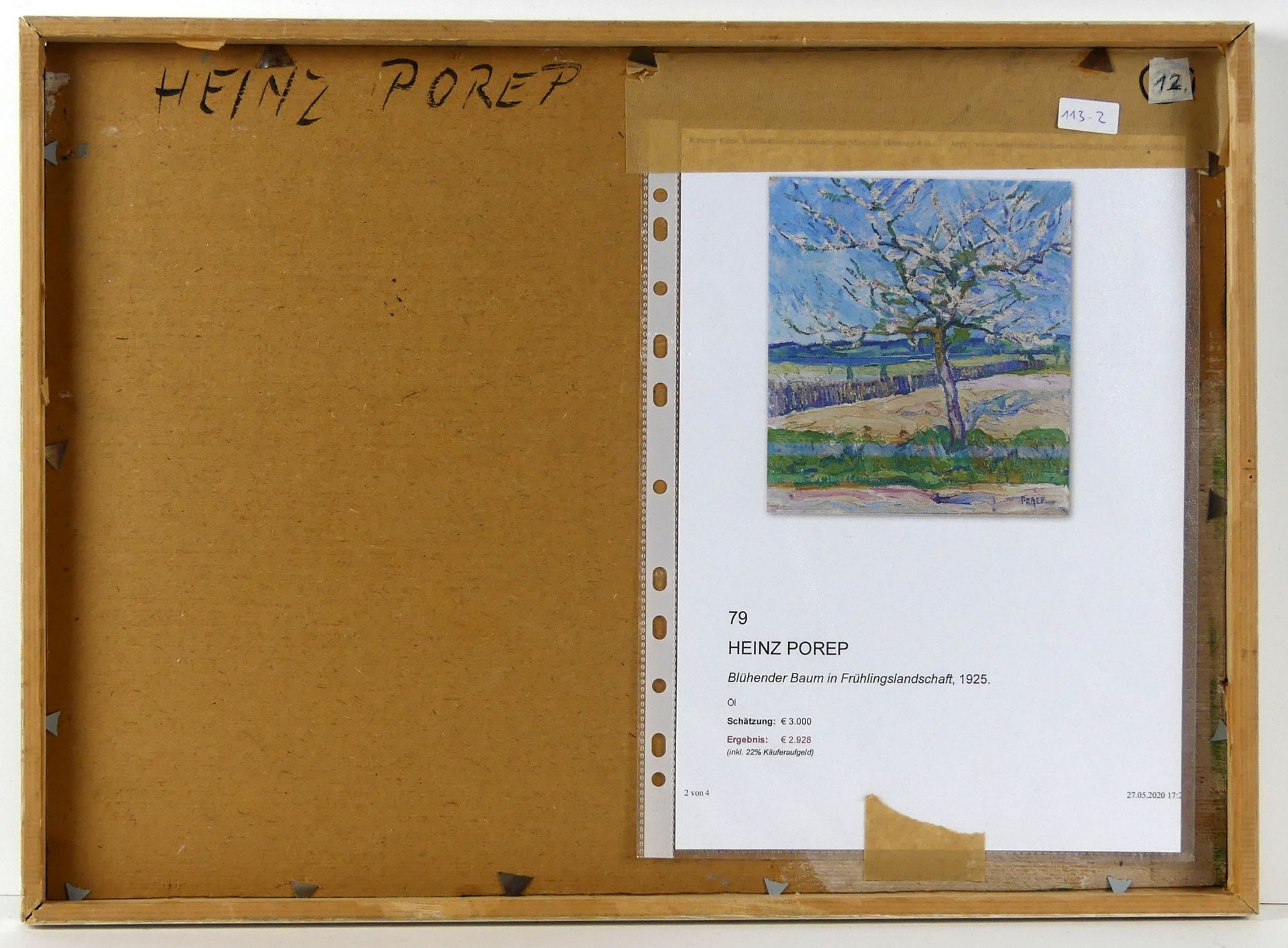HEINZ POREP (1888 - 1973), "Blühende Bäumen in Frühlingslandschaft", - Image 4 of 4