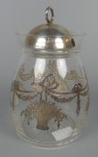 Marmeladen-/Zuckerglas mit Silberauflage, 925er Sterling Deckel,