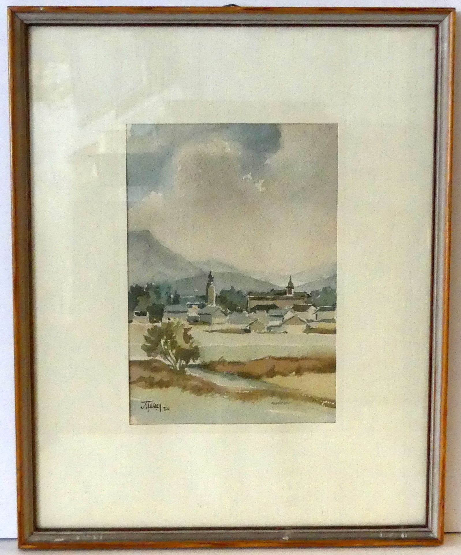 "Ortschaft", Aquarell, u.li.unles.sig., dat. 1954, ca. 16 x 11 cm