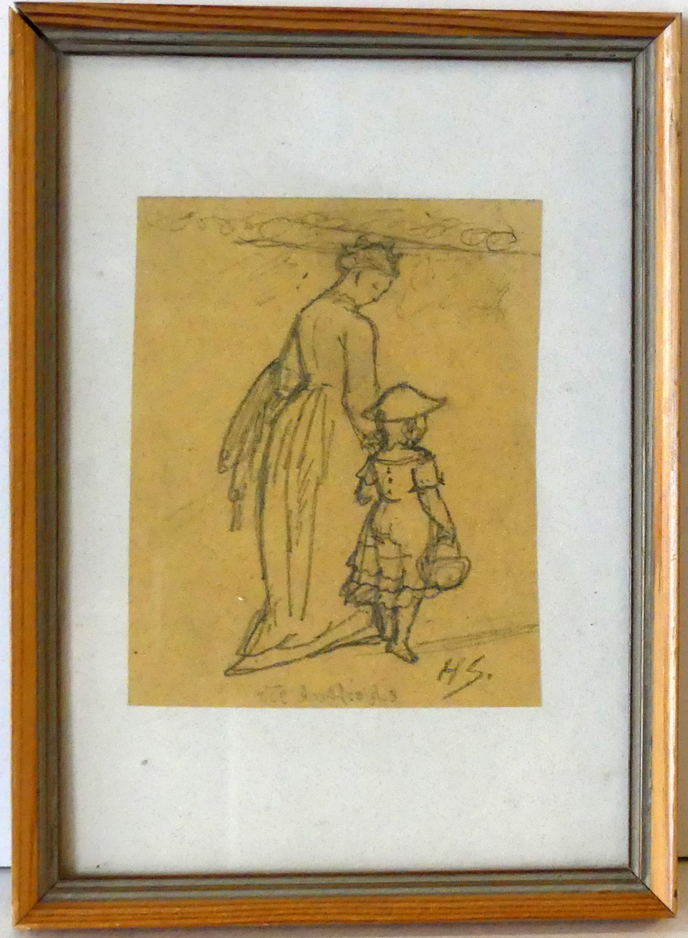 "Mutter mit Kind", Bleistiftzeichnung, u.re.monogr. HS, ca. 12 x 17 cm