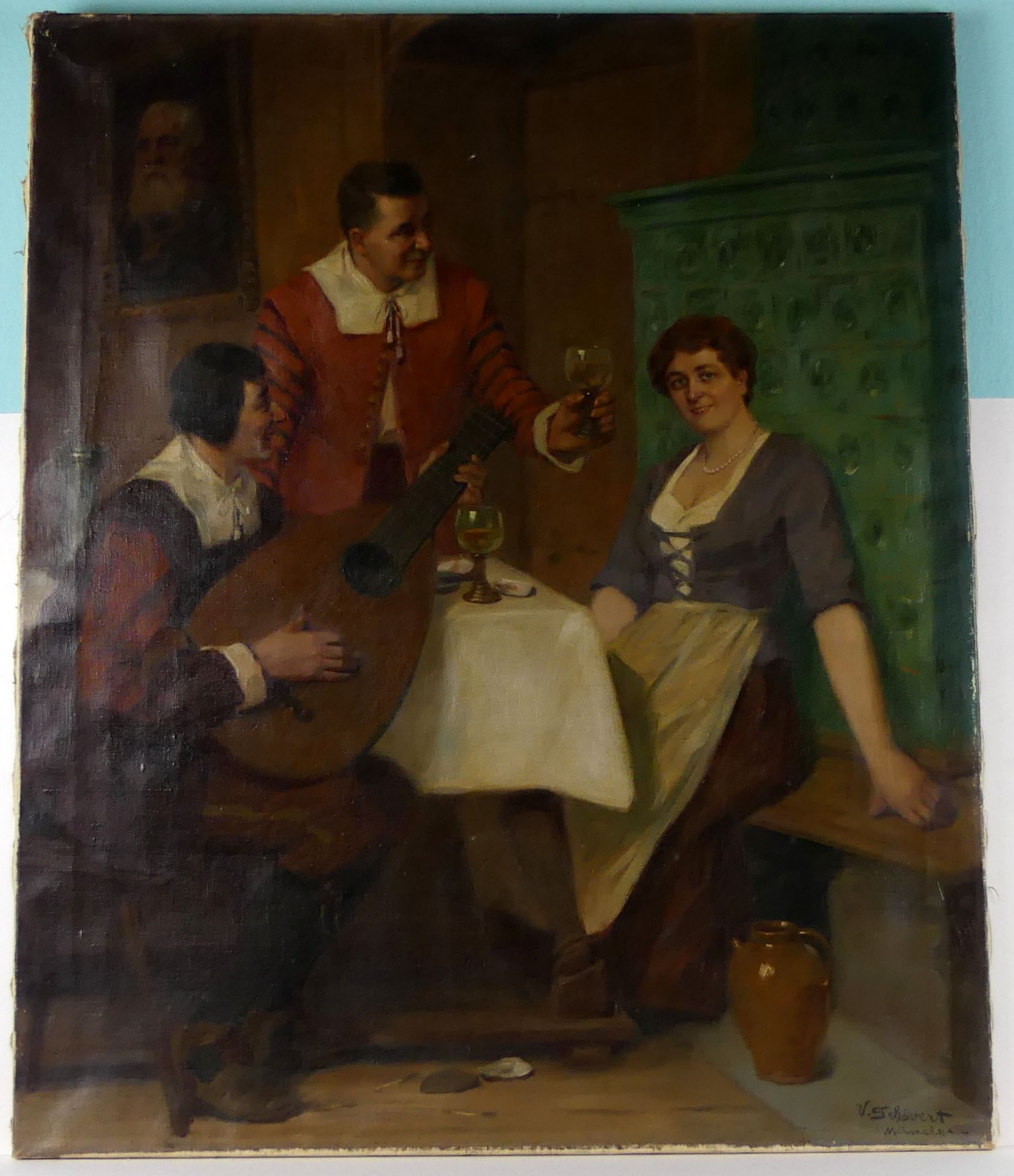 VIKTOR SCHIVERT (1863 - 1929 München, "Brautwerbung", Öl/L,