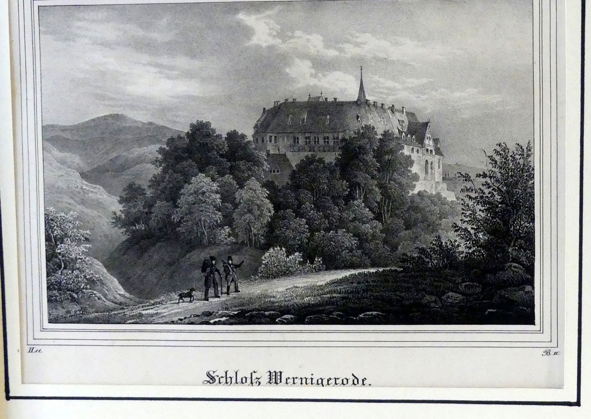 Konvolut 4 Stichen, u.a. Schloss Wernigerode, Clausthal, Passepartout, - Bild 4 aus 4