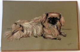 "Kleiner Hund", Kreidezeichnung, u.re.unles.sig., ca. 27 x 41 cm