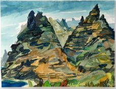 P. BARTH (Paul Blasius Barth), "Berge", Aquarell, u.re.sig.,