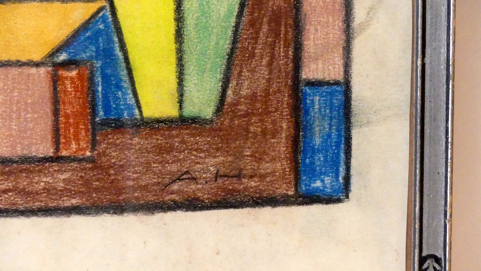 "Stillleben", Farbkreidezeichnung, u.re.monogr. AH, ca. 24 x 20 cm - Image 2 of 2