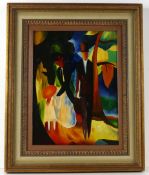 AUGUST MACKE (1887 - 1914), "Leute am blauen See", Öl/Karton,