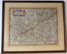 Landkarte, "Coloniensis", ca. 38 x 49 cm, hinter Glas