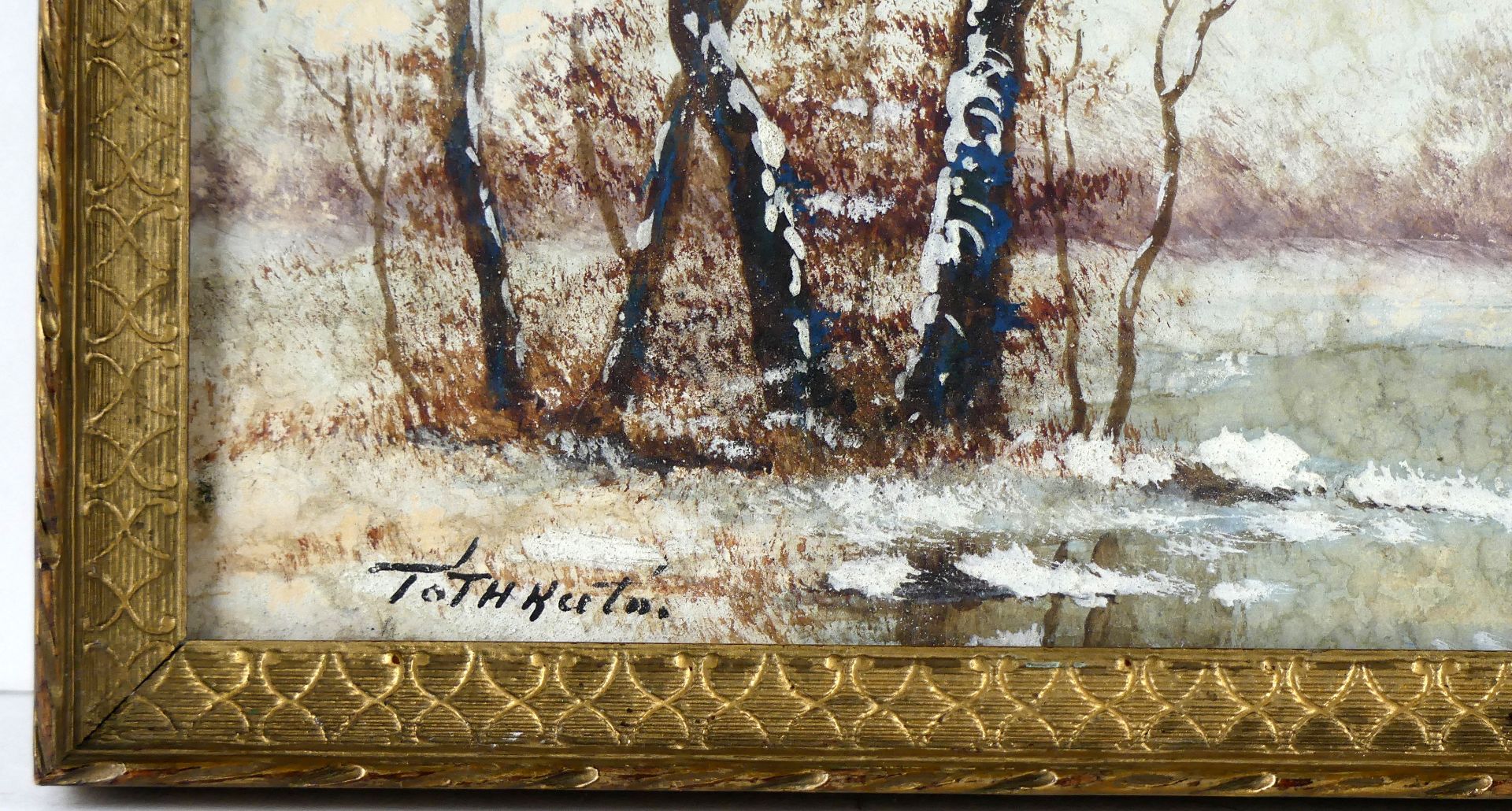 "Winter", Öl/Karton, u.re.unles.sig., ca. 15 x 21 cm - Bild 2 aus 2