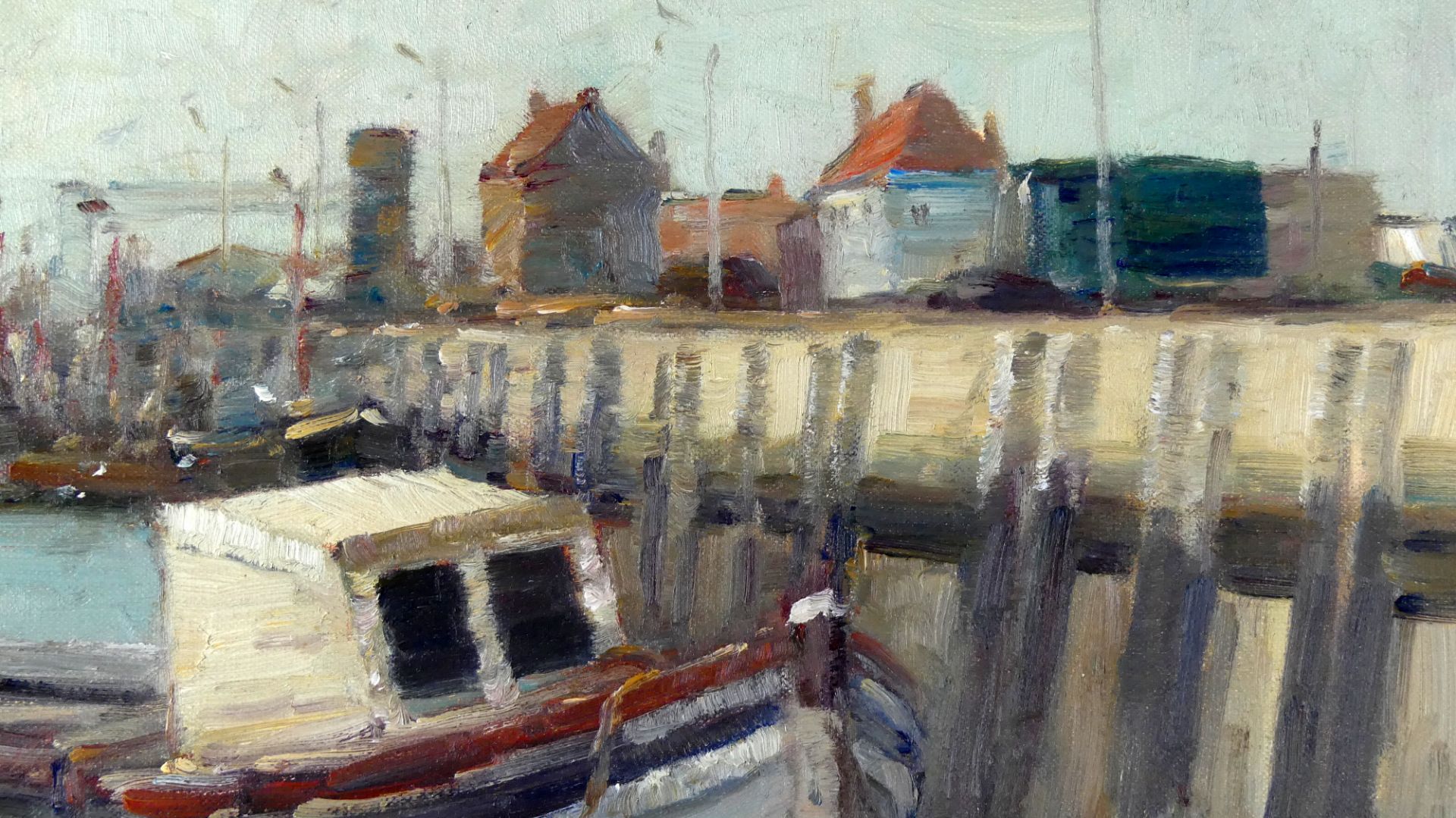 GEORG HAMBÜCHEN (1901-1971), "Hafen mit Kutter", Öl/L, - Image 3 of 3