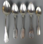 5 Löffel, 800er Silber, Halbmond/Krone, ca. 159 gr.