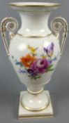 Balustervase, Meissen, ohne Schleifstriche, Blumendekor, H. 30 cm