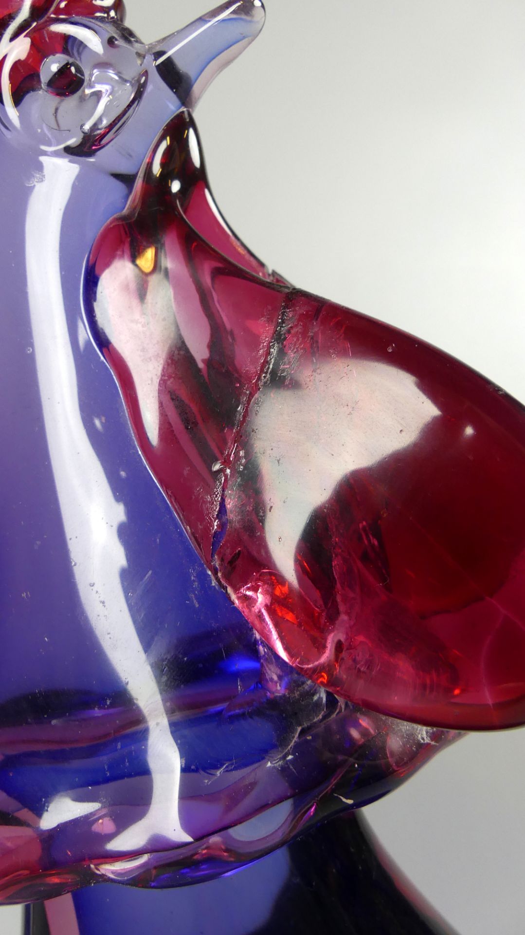 Glas, "Hahn", Murano, farbig, H. ca. 47 cm, - Image 2 of 3