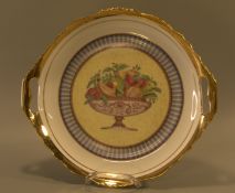 Teller mit Griffen, Royal Porcelain, P. Limoges, bez. 24kt. Gold