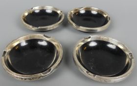 4 Aschenbecher, Silberrand, 830er Silber, Halbmond/Krone, rund,