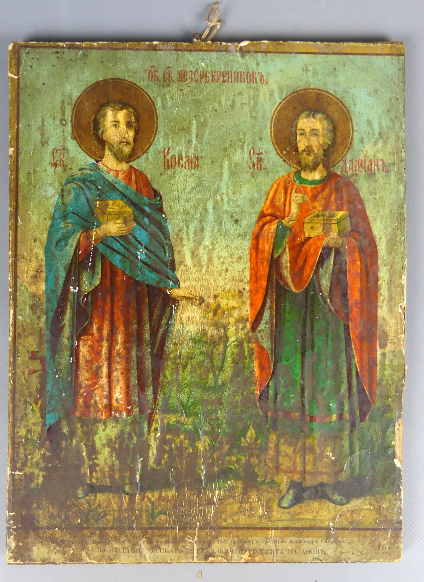 Ikone, Papier auf Holz, Griechenland, 19. Jhd., ca. 28,5 x 21,5 cm