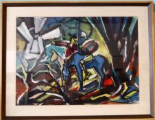 "Don Quichotte", Gouache/Papier, u.re.sig., monogr. R., dat. 1959,