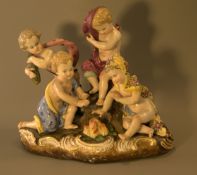 Porzellanfigur, "4 Kinder am Lagerfeuer", 4 Jahreszeiten, wohl Meissen