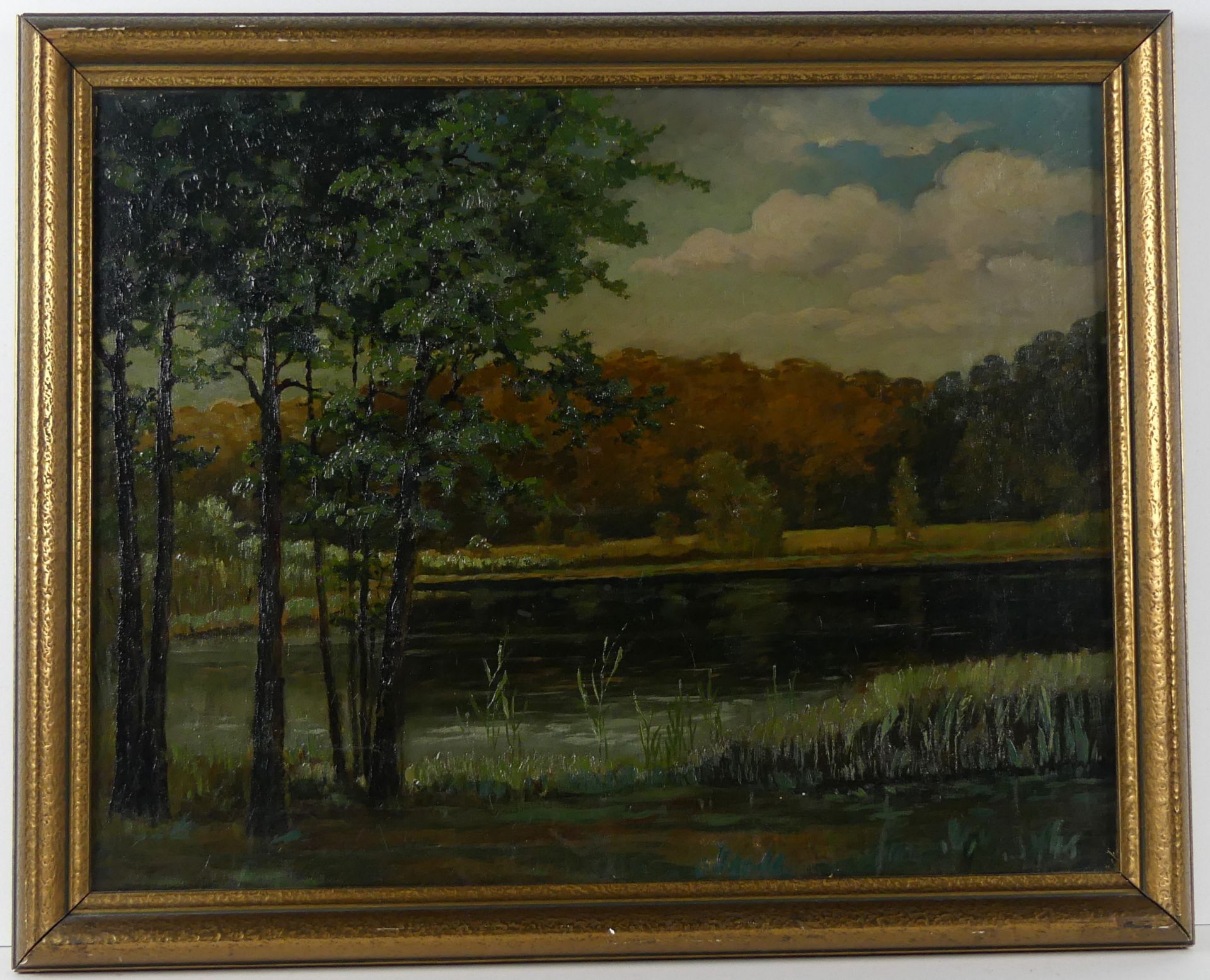 "Flusslandschaft", Öl/L, ohne sig., ca. 37 x 48 cm