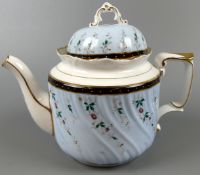 Große Teekanne, türkis, Blumen/Golddekor, H. ca. 20 cm