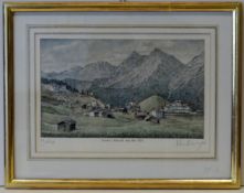 Landschaftsansicht von Arosa, Lithographie, u.re.sig. PAUL WYSS,