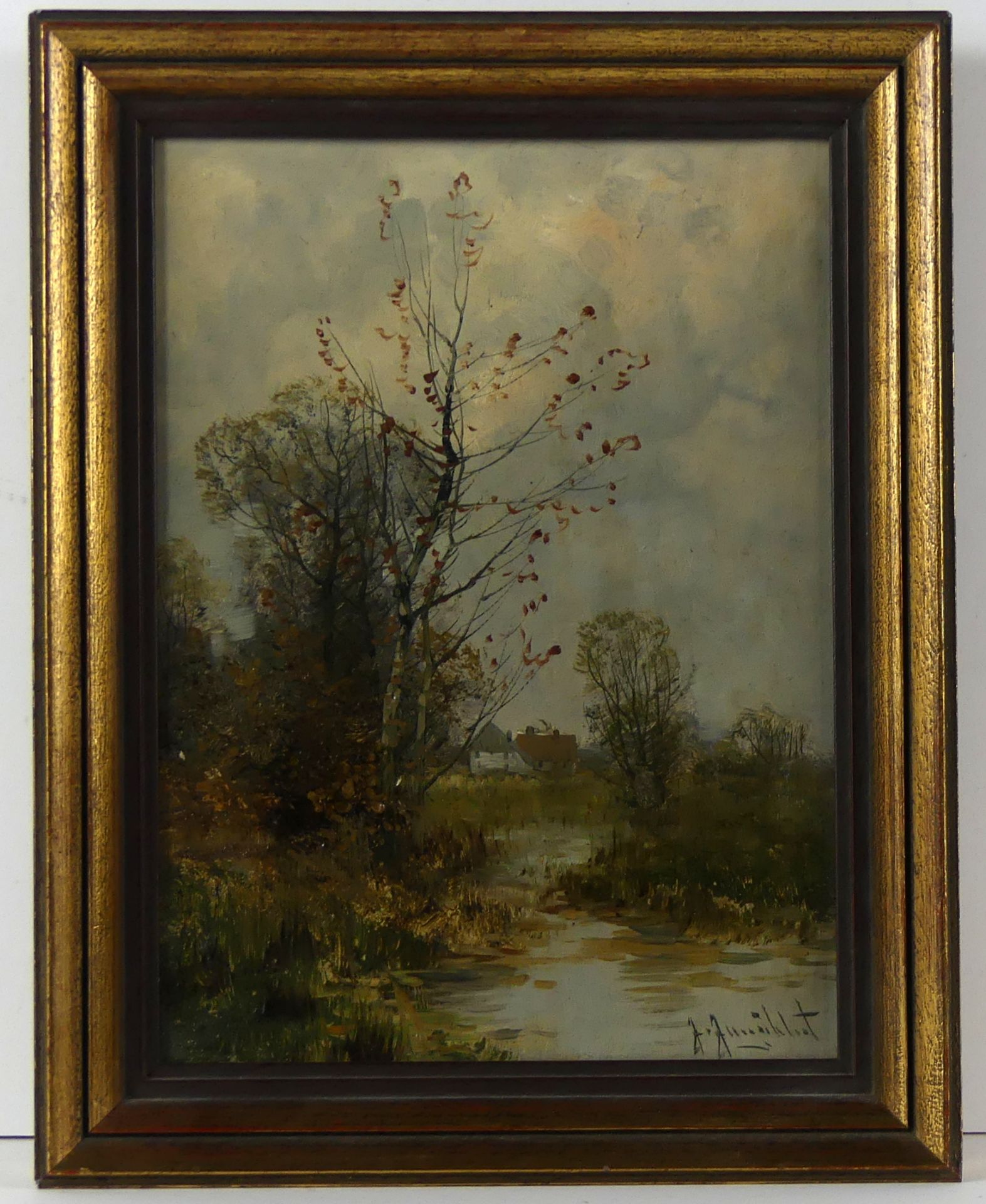 JOHANN JUNGBLUT (1860-1912), "Flusslandschaft", Öl/Holz, u.re.sig.,