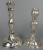 2 Leuchter, Barockstil, 925/800er Silber, H.ca. 16,18 cm, gefüllt