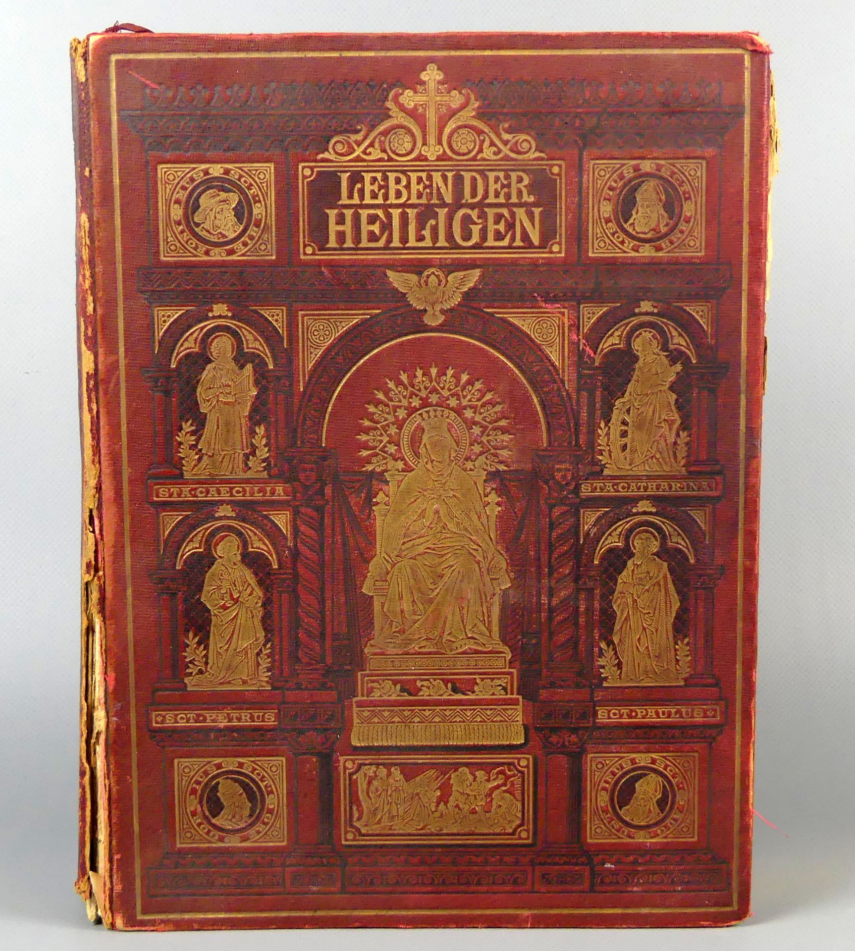 Buch, "Leben der Heiligen", 1881, P. Otto Bitschnau, Goldeinfassung,