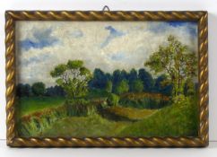 "Landschaft", Öl/Karton, o.sig., zugeschrieben J. KROUTHEN,