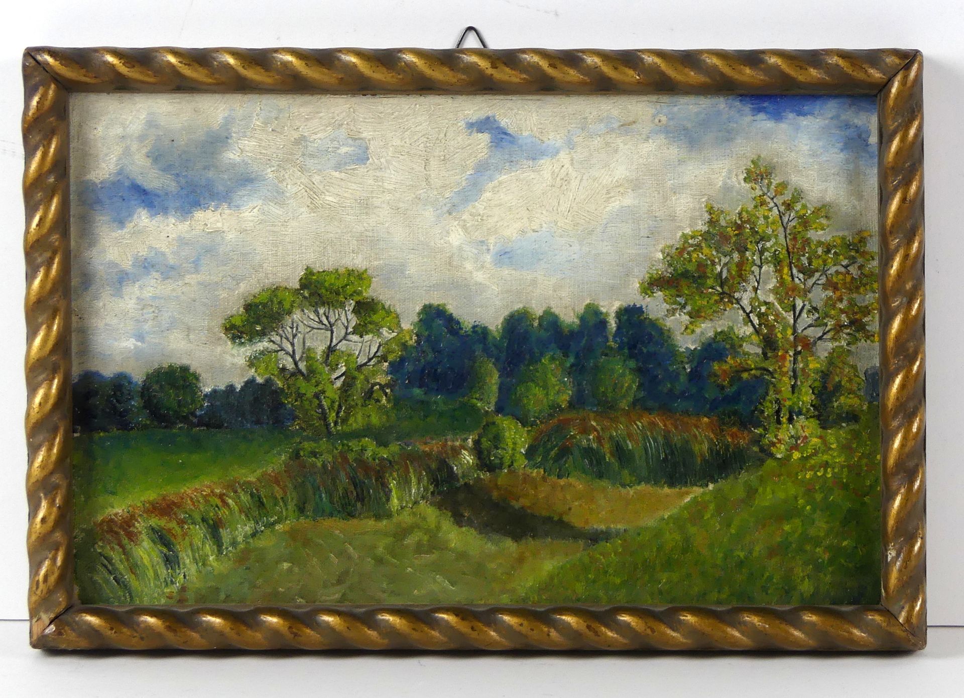 "Landschaft", Öl/Karton, o.sig., zugeschrieben J. KROUTHEN,