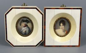 Paar Miniaturen, Friedrich der Große, Mme. Recamior,