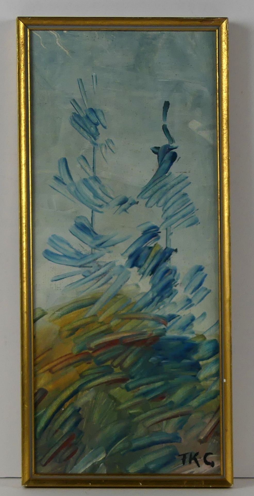 "Abstrakt", Öl/Karton u.re.sig., FKG, ca. 37 x 15 cm
