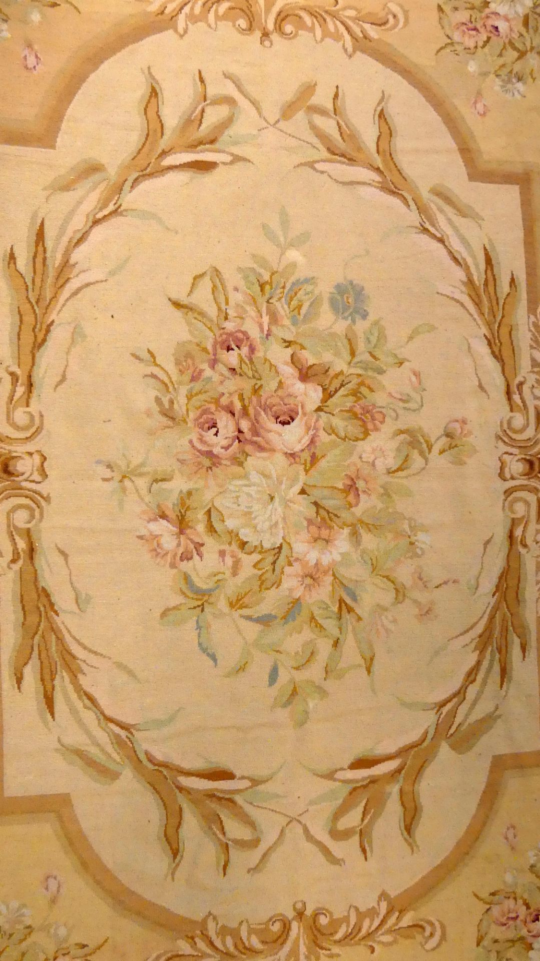 Aubusson-Teppich, Florales Design, beige/braun/rosafarben, - Bild 3 aus 4