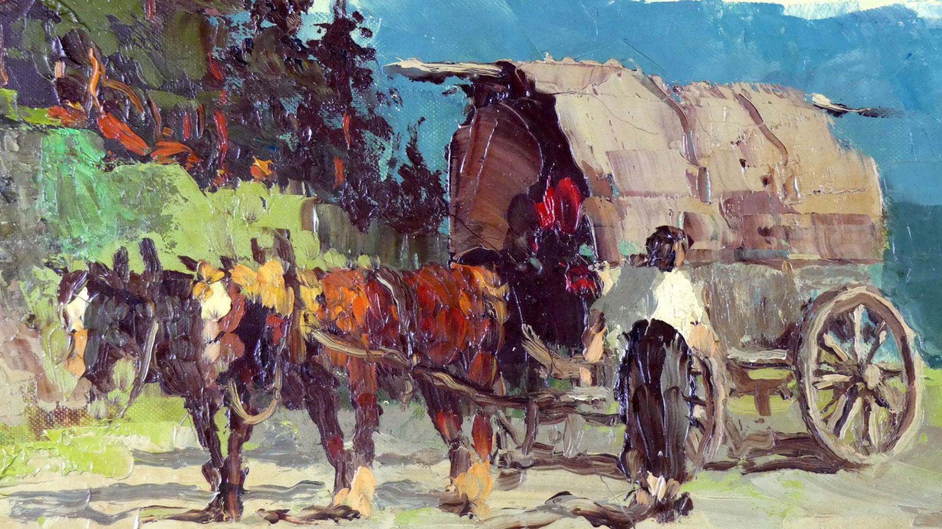 HEIN HOPPMANN (1901-1982), "Landschaft mit Pferdefuhrwerk", - Bild 3 aus 3
