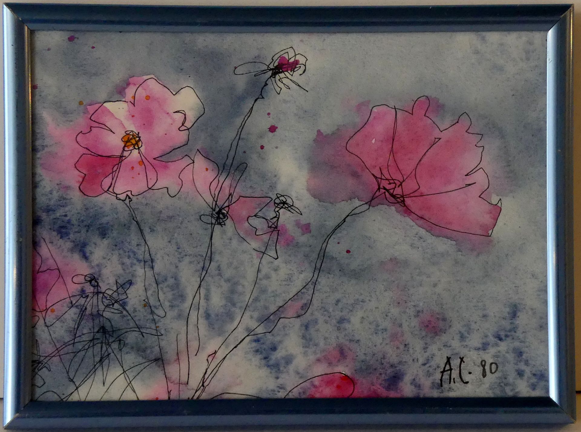 "Blumen", Aquarell/Tusche, u.re.monogr. A.C.,