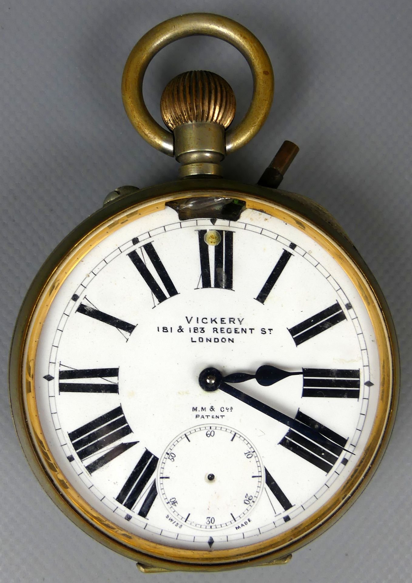 Eisenbahner Taschenuhr, Vickery, Nickel, Dm. ca. 7 cm,