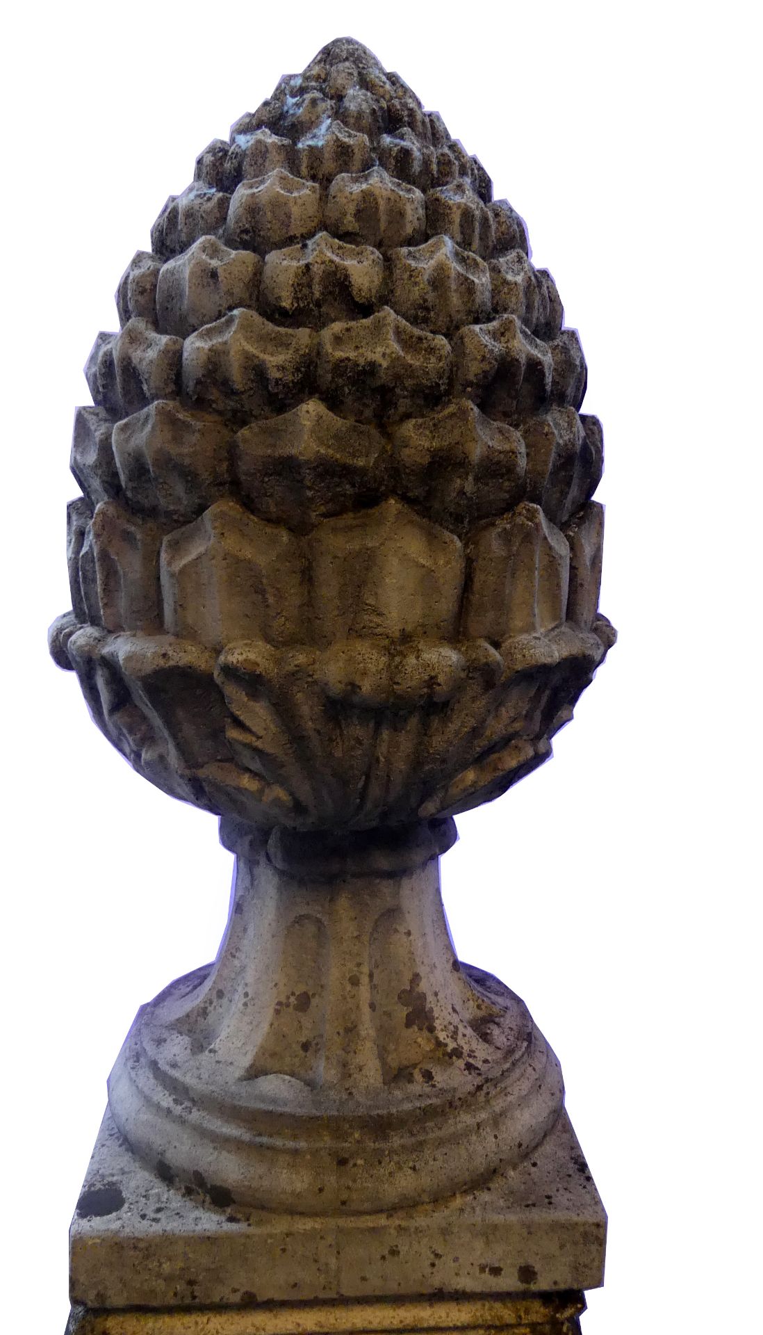Paar Pinienzapfen, Stein, H. 70 cm, starke Gebrauchsspuren,