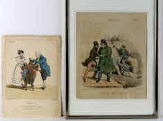 2 Stiche: u.a. ein Blatt Charles Philipon, ca. 28 x 20 und 30 x 25 cm,