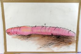 "Wurm", Aquarell, u.re.monogr. M., ohne Rahmen, ca. 65 x 45 cm