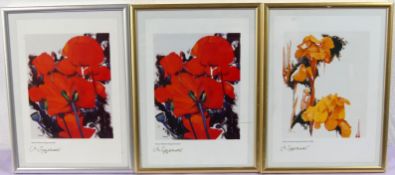 3 Blumendarstellungen, Prints, sig. MARIA BITTNER-SEGSCHNEIDER,
