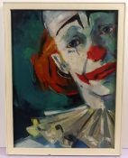 "Clown Portrait", Öl/L, u.re. monogr. KTH, dat. 1953,