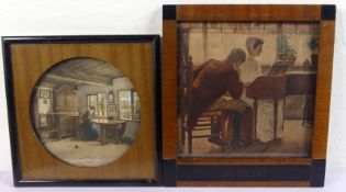 Paar Bilder, Drucke, u.a. "Das alte Lied", Holzrahmen, ca. 22 x 22 cm