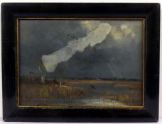 "Moorlandschaft", Öl/Holz, u.li.unles.sig., ca. 15 x 21,5 cm