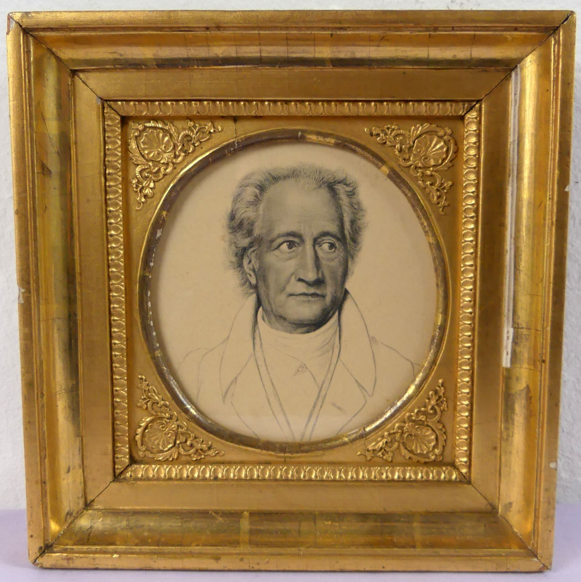 "Johann Wolfgang von Goethe", Zeichnung, Johnty?, oval, gerahmt,
