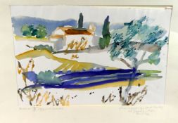 MANUEL THOMAS (1949), "Provence mit Lavendel", Aquarell,