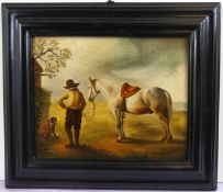 "Reiter mit Pferd", Öl/Holz, u.re.sig., H.v.Herden?, ca. 28,5 x 23 cm