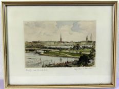 "Hamburg, neue Lombardsbrücke", orig. Farbradierung, u.re.sig.